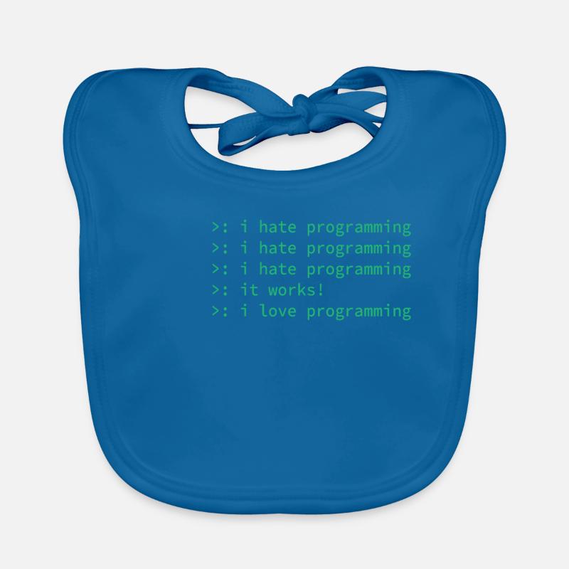 Programmeur déteste cadeau geek geek geek drôle - Bavoir bio Bébé - bleu paon