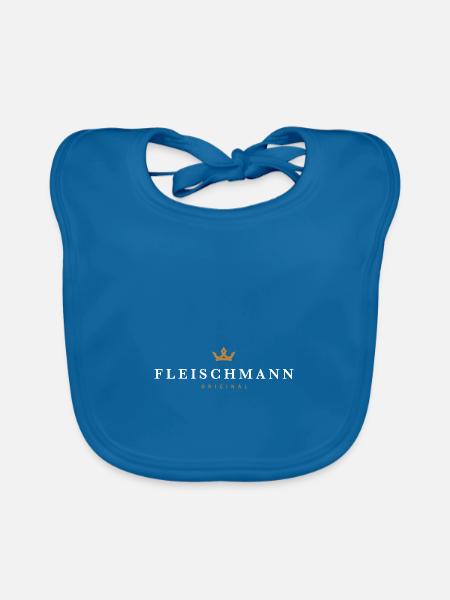 Fleischmann Original Family Logo - Organic Baby Bibs - peacock-blue - Front