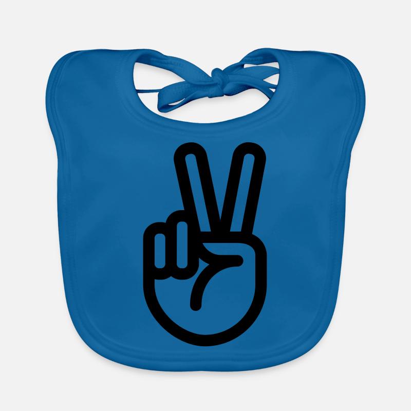 Finger - Hand Sign Peace Organic Baby Bibs