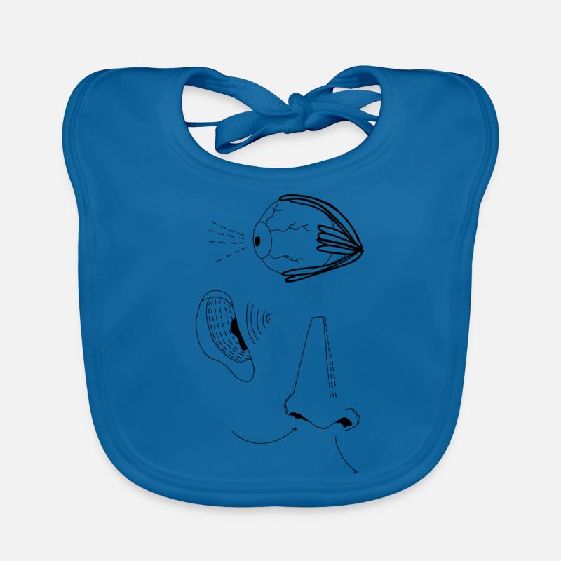 Nez oreille oeil cadeau idée organes - Bavoir bio Bébé - bleu paon