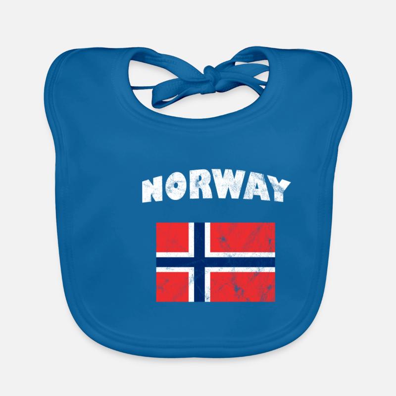 Drapeau norvégien - Bavoir bio Bébé - bleu paon