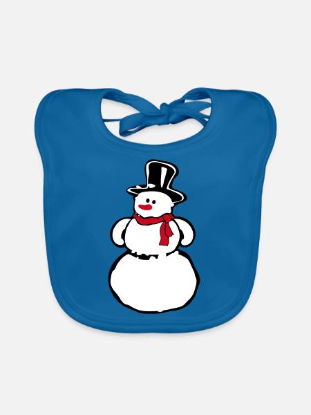 Bonhomme de neige - Bavoir bio Bébé - bleu paon - Devant