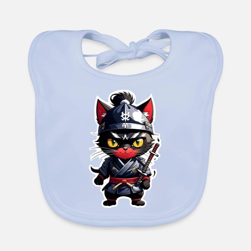 Ninja Cat - Samurai Kitten Organic Baby Bibs