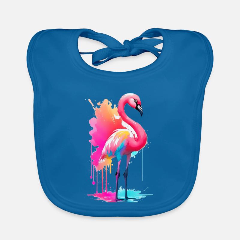 Flamingo - Baby Bio-Lätzchen - Pfauenblau