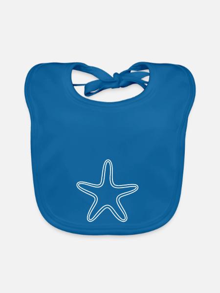 Sternfisch Linienzeichnung - Baby Bio-Lätzchen - Pfauenblau