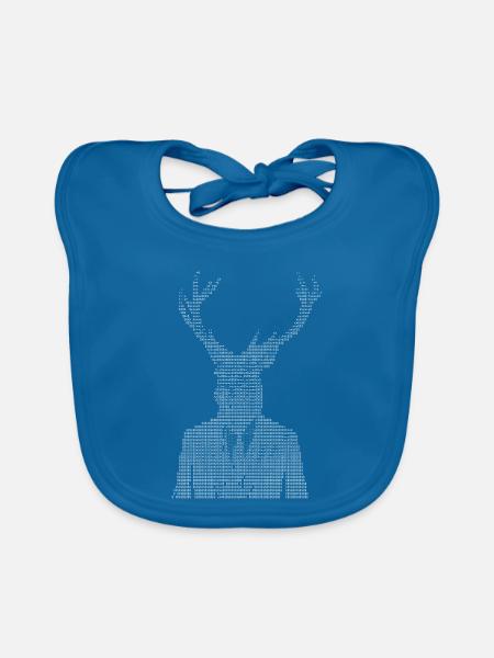 Hirsch-ASCII-Kunst - Baby Bio-Lätzchen - Pfauenblau - Vorne