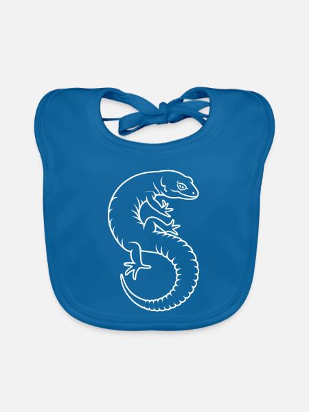 Gecko Silhouette Kontrast - Baby Bio-Lätzchen - Pfauenblau - Vorne