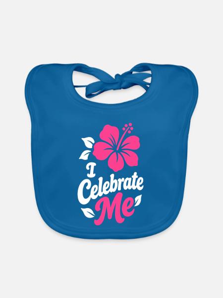 Ich feiere mein Hibiskus-Tee - Baby Bio-Lätzchen - Pfauenblau - Vorne