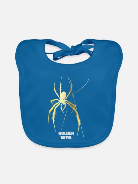 Goldene Spinne Golden Web Streetwear Design - Baby Bio-Lätzchen - Pfauenblau - Vorne