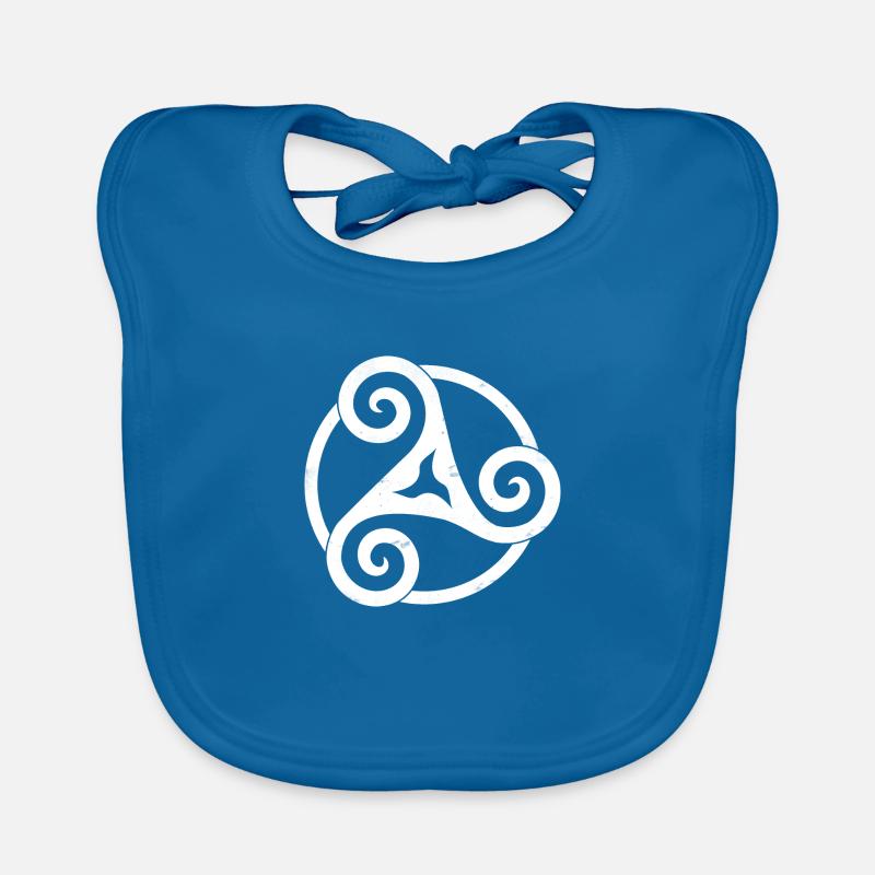 Triskele perforé spirale celtique blanche Bavoir bio Bébé