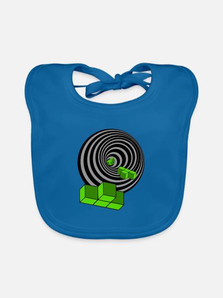 Bricks - Organic Baby Bibs - peacock-blue - Front