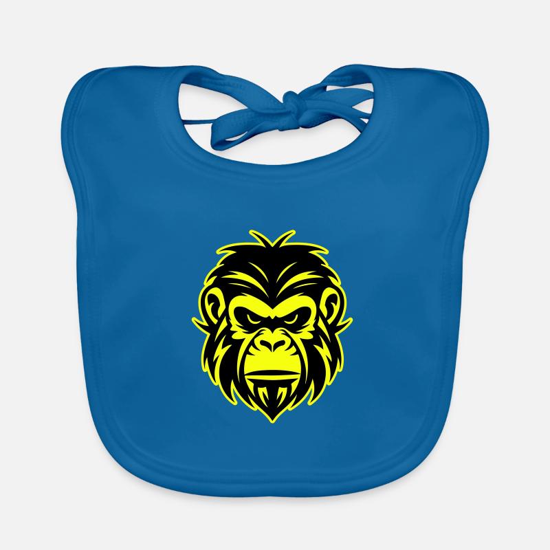 Monkey Head Portrait Icon Organic Baby Bibs
