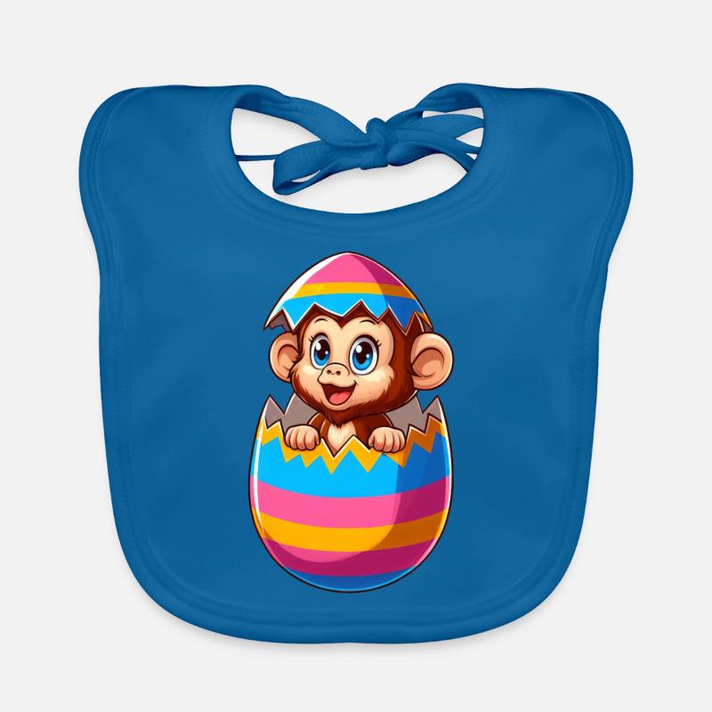 Easter Monkey Hatches Easter Egg Design Organic Baby Bibs