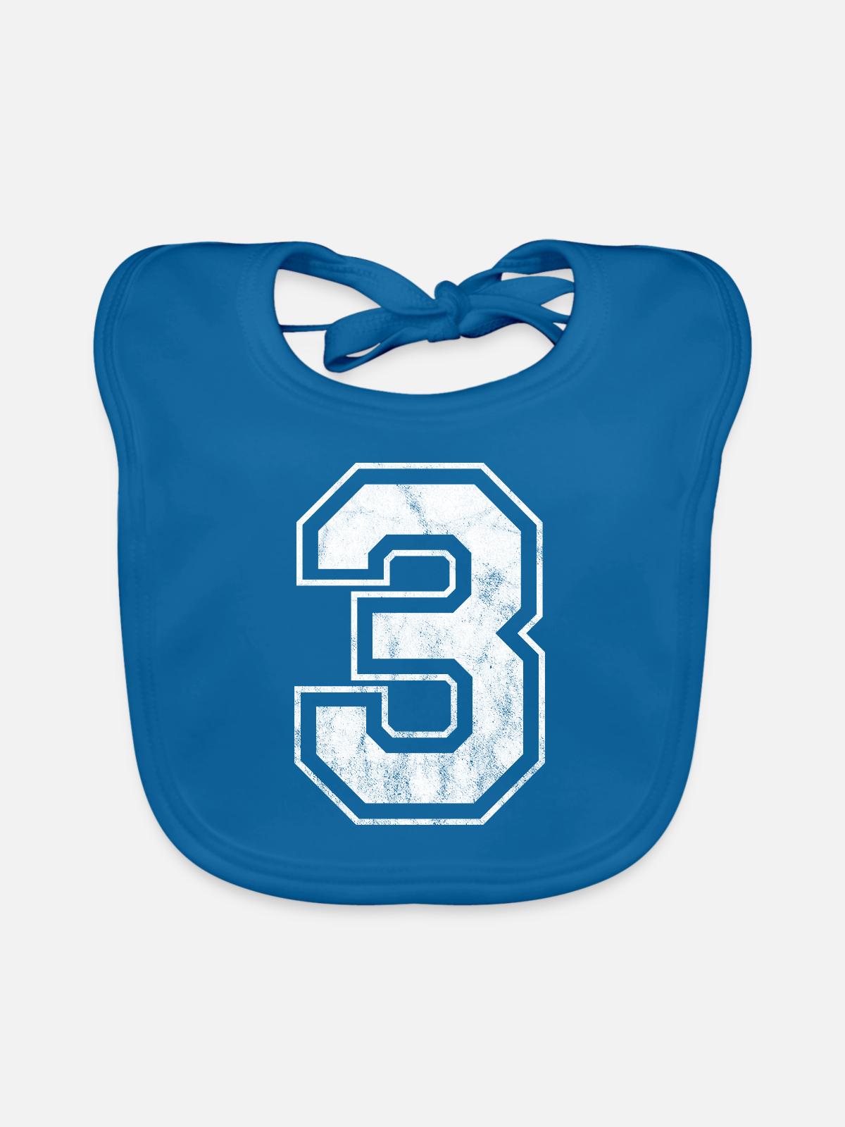 Nummer 3 - Baby Bio-Lätzchen - Pfauenblau - Vorne