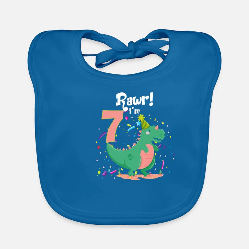 Ich bin 7 sieben 7. Geburtstag 2012 Dinosaurier Baby Bio-Lätzchen