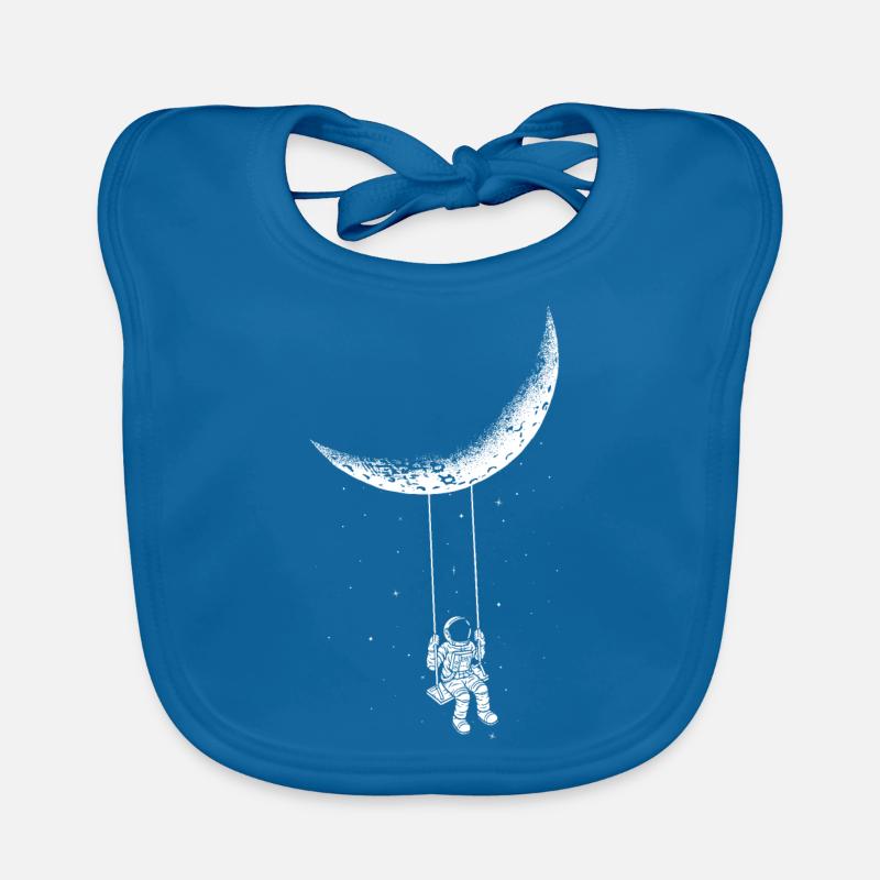 Lune Balançoire Astronaute Espace - Bavoir bio Bébé - bleu paon