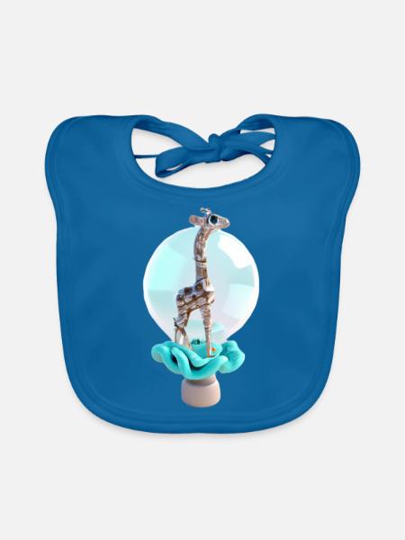 Design Giraffe - Organic Baby Bibs - peacock-blue - Front