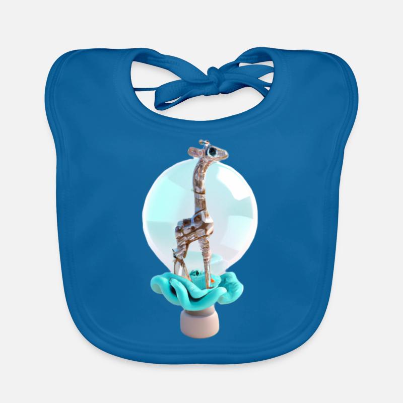 Design Giraffe - Organic Baby Bibs - peacock-blue