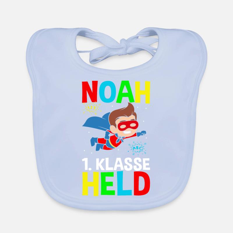 Schulkind Noah 1. Klasse Held Baby Bio-Lätzchen