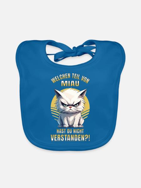 Cat, Grumpy, Grumpy, Grumpy, Meow, Funny - Organic Baby Bibs - peacock-blue - Front