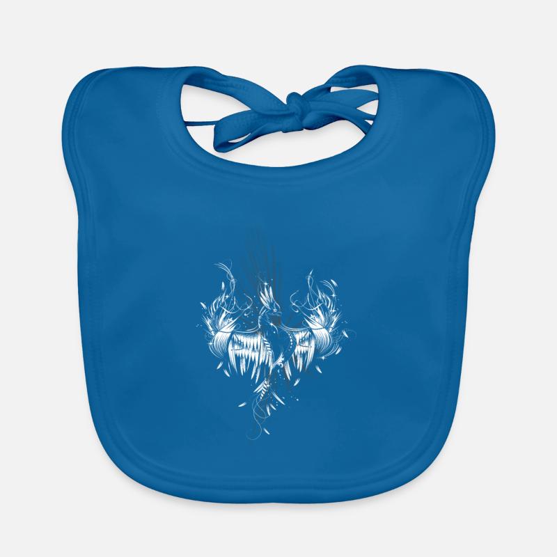 Phoenix des cendres - Bavoir bio Bébé - bleu paon