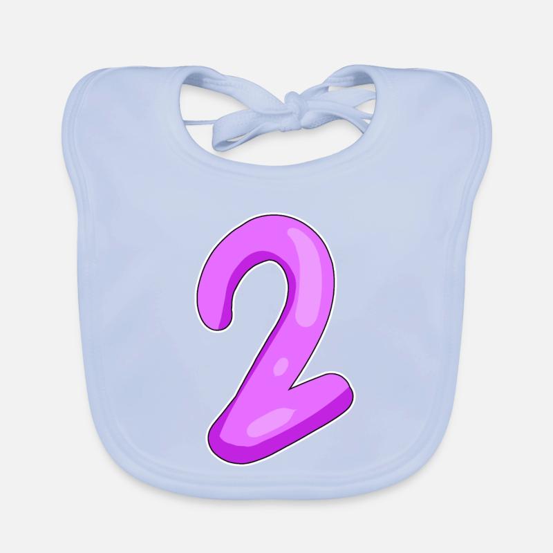 Two - 2 - Number Number Organic Baby Bibs