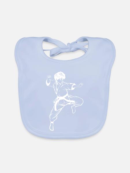 Karate Junge Skizze - Baby Bio-Lätzchen - sky Blue - Vorne