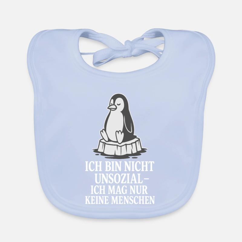 Pinguin auf Eis mit Spruch Organic Baby Bibs