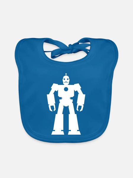 Robots – AI Technology Sci-Fi Nerd Design - Organic Baby Bibs - peacock-blue - Front