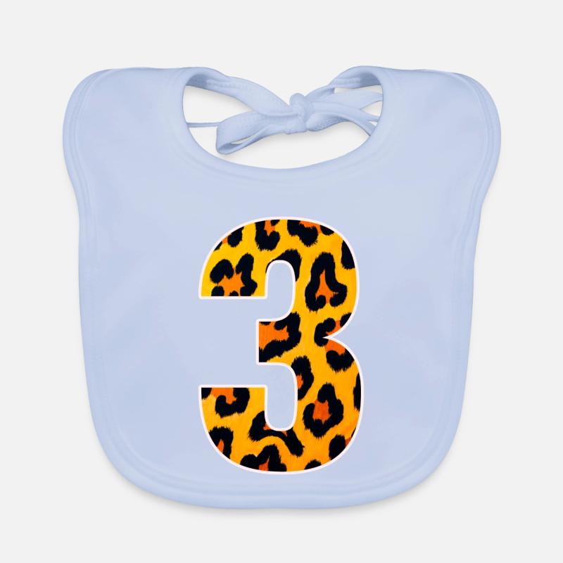 Leopard 3 Number Pattern Organic Baby Bibs