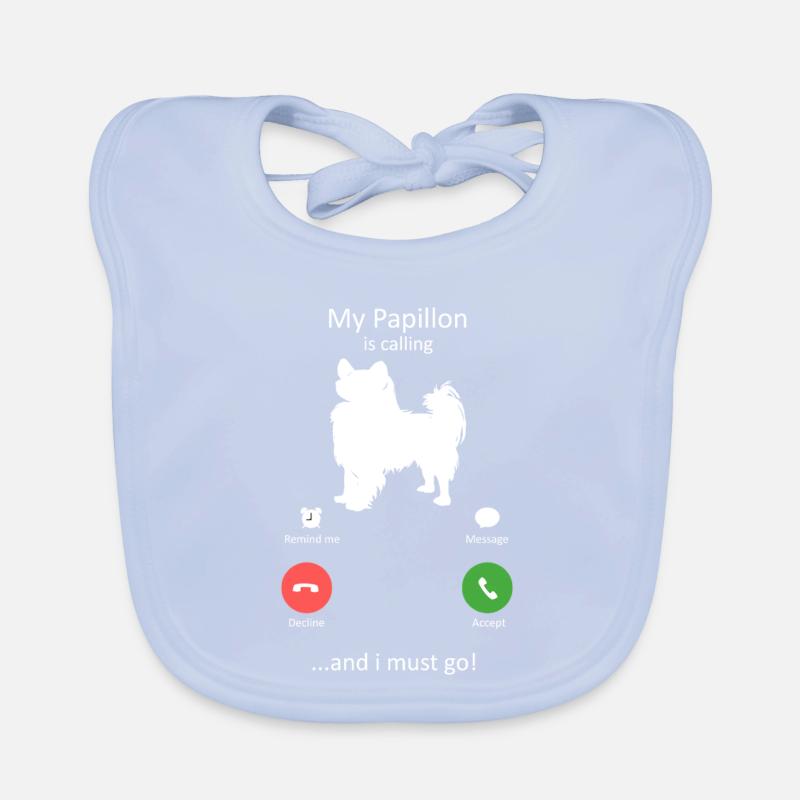 Papillon Dog Calling Smartphone Interface Organic Baby Bibs
