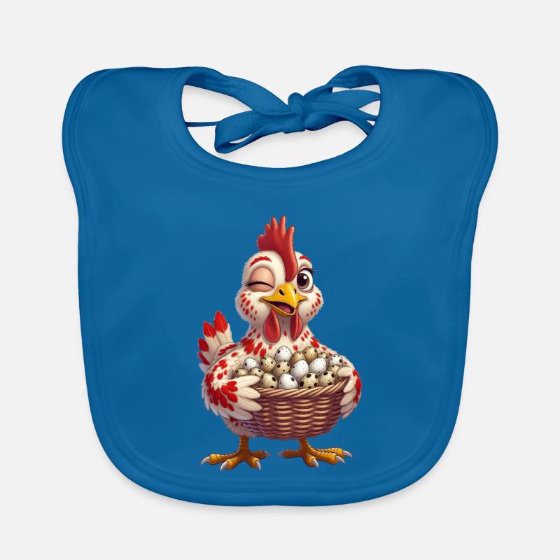 Huhn mit einem Korb voller Eier Baby Bio-Lätzchen