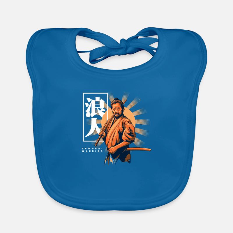 Samurai Warrior - Baby Bio-Lätzchen - Pfauenblau