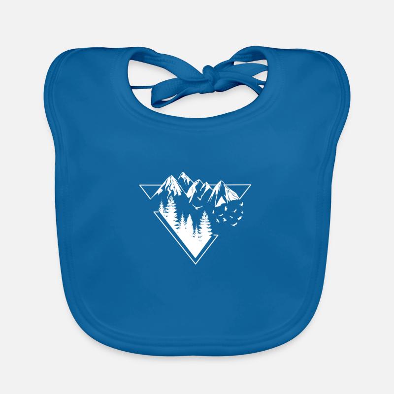 Nature triangle montagnes type de forêt 1h - Bavoir bio Bébé - bleu paon