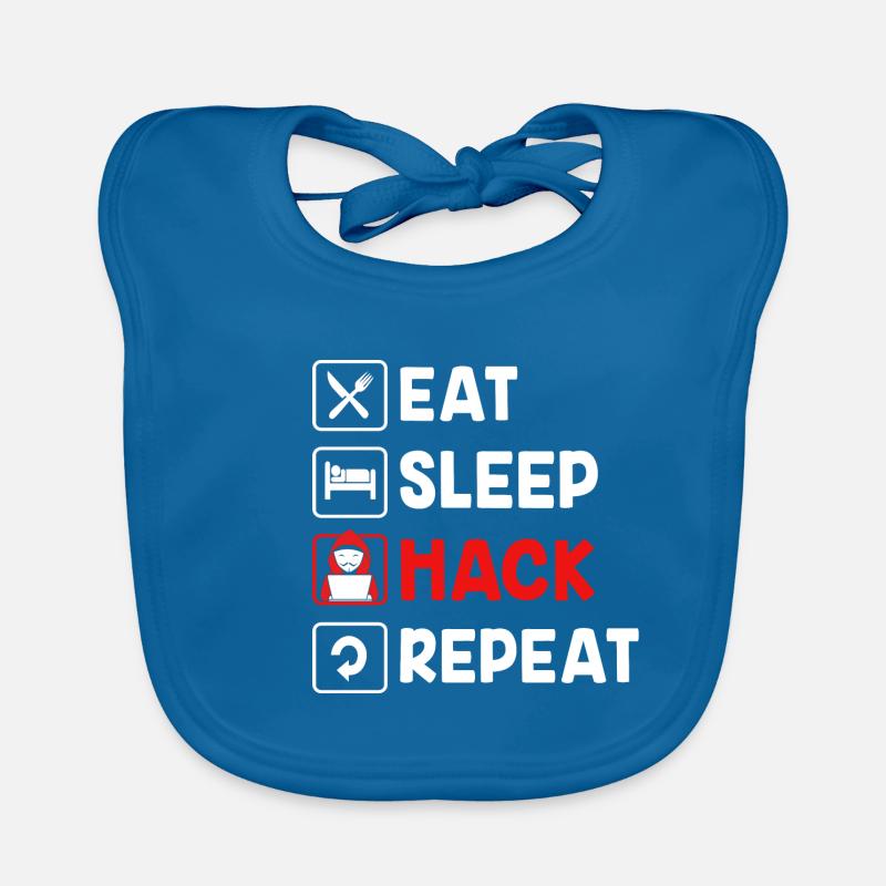 Cyber programmeur cybersécurité Hacker - Bavoir bio Bébé - bleu paon