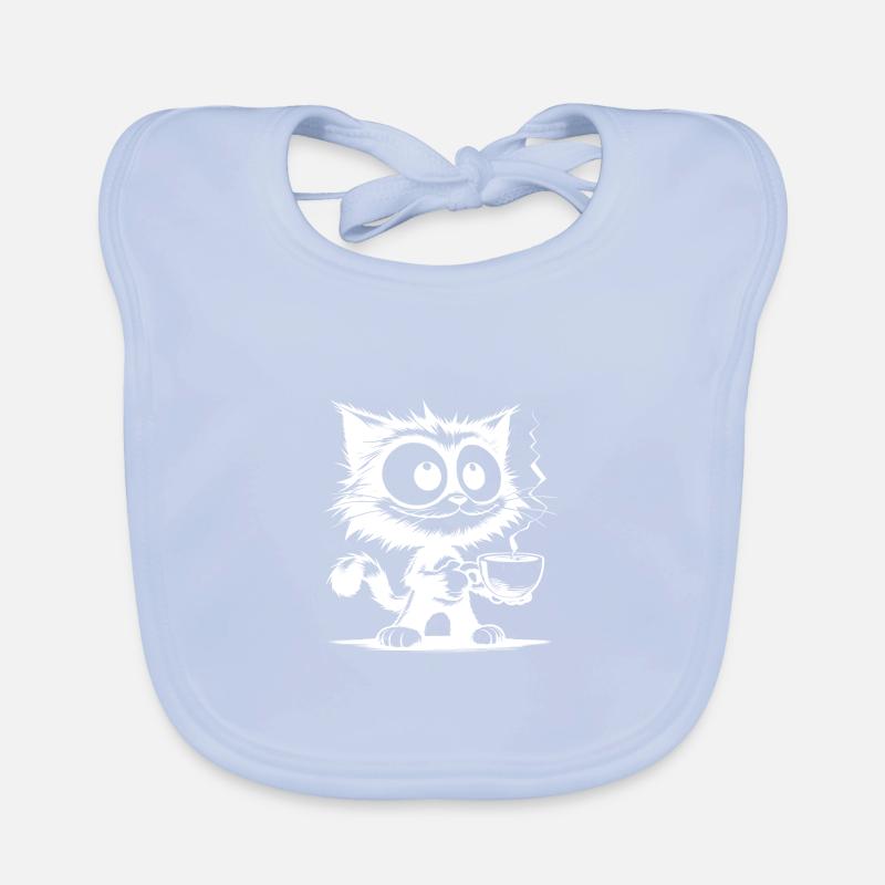 Drôle de chat souriant avec tasse à café Bavoir bio Bébé