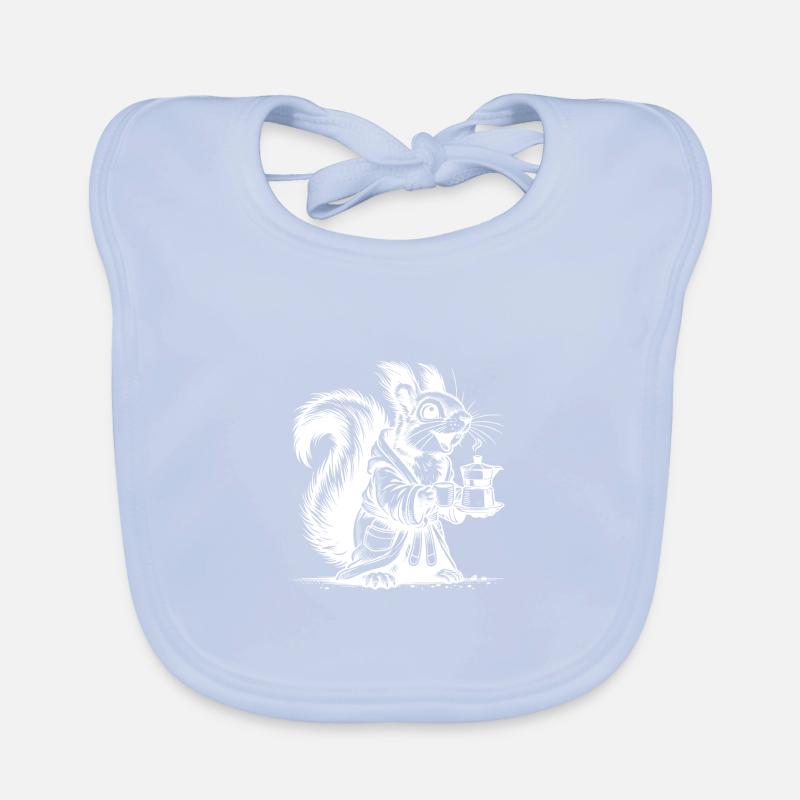 Funny squirrel with strong coffee Drawing Organic Baby Bibs