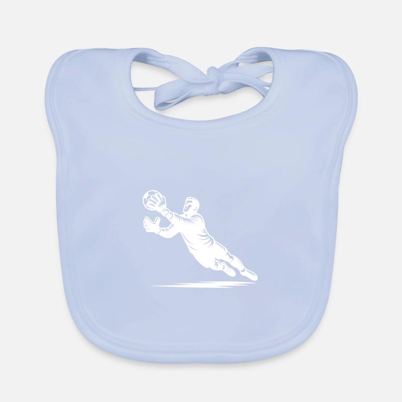 Reflexive goalkeeper in full defensive action Organic Baby Bibs
