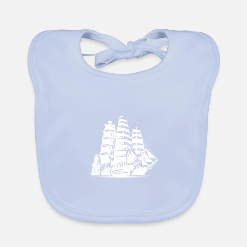 Old sailing ships fleet towards the harbour Organic Baby Bibs