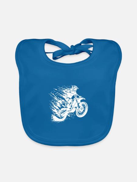 Adventure Sports Motocross Hobby Style Drawing - Organic Baby Bibs - peacock-blue - Front