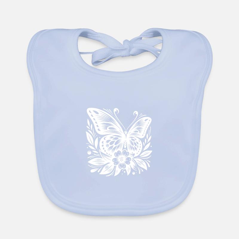Florales Tattoo-Design mit Schmetterling Baby Bio-Lätzchen