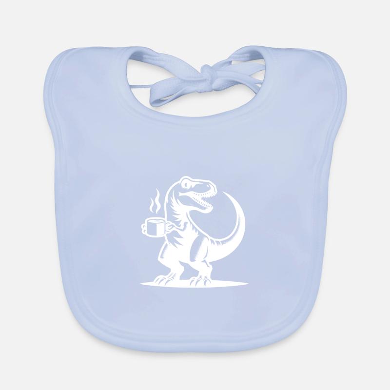 Grim morning grouch dino with coffee cup Organic Baby Bibs