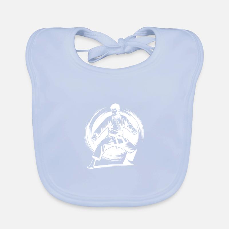 Strong Karate Posture with Martial Arts and Respect Organic Baby Bibs