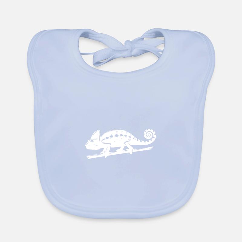 Fleckiges Chamäleon läuft über einen Ast Baby Bio-Lätzchen