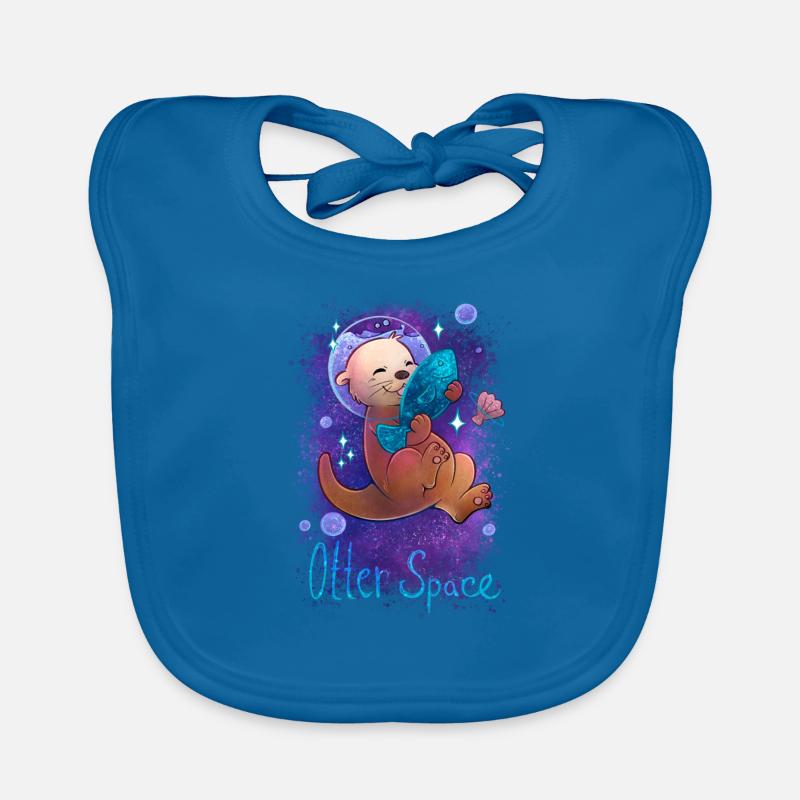 Espace loutre - Bavoir bio Bébé - bleu paon