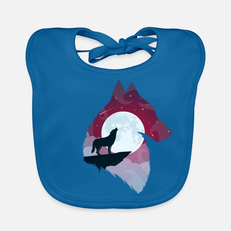 Wolf gift - Organic Baby Bibs - peacock-blue