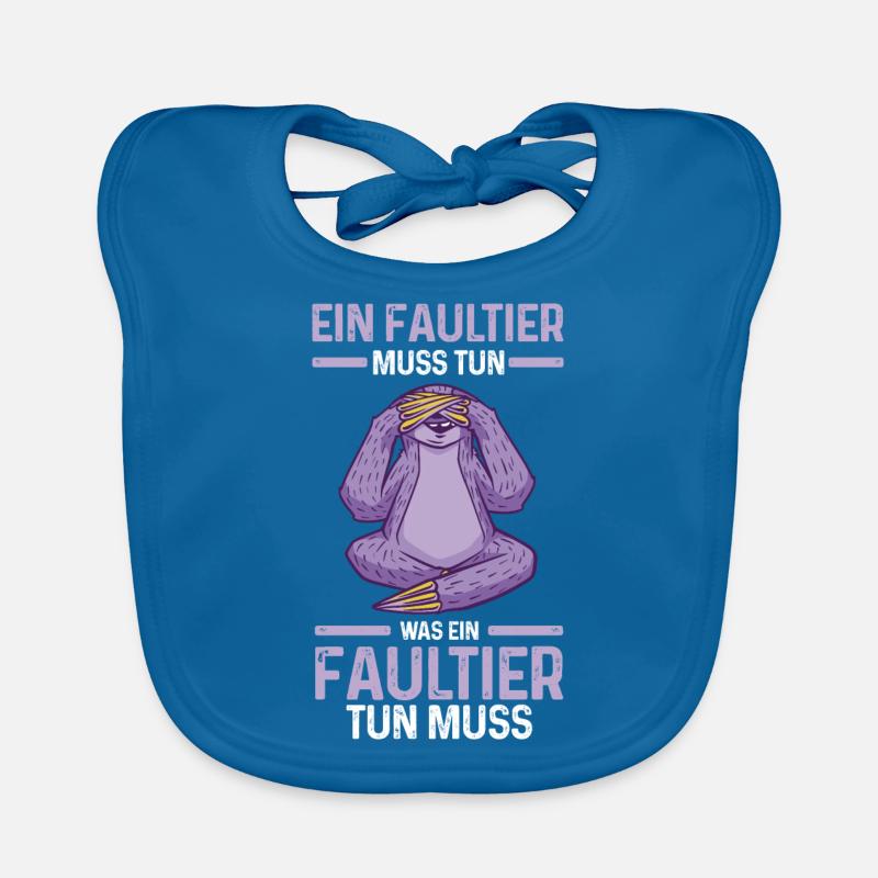 Faultier - Baby Bio-Lätzchen - Pfauenblau
