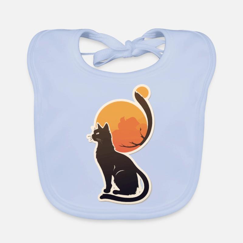 Cute Cat Vintage Sunset Organic Baby Bibs