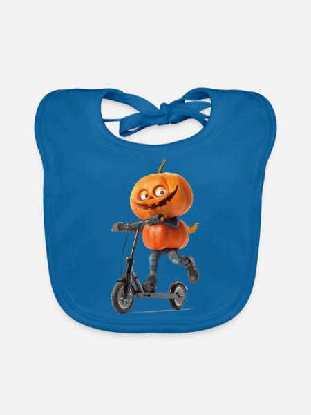 Kürbis Scooter - Baby Bio-Lätzchen - Pfauenblau