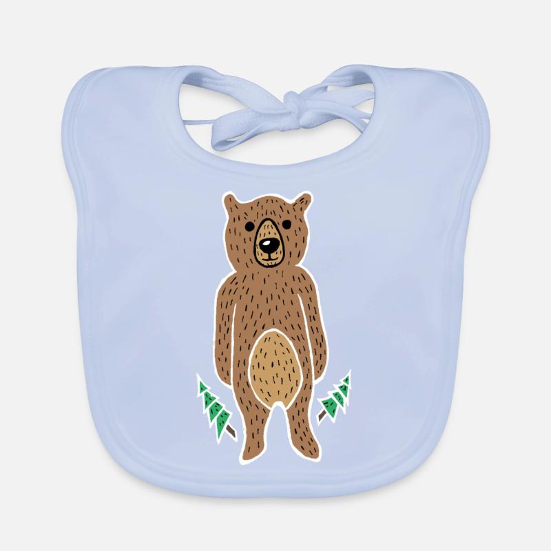 Ours drôle et mignon dans la forêt (bordure blanche) Bavoir bio Bébé
